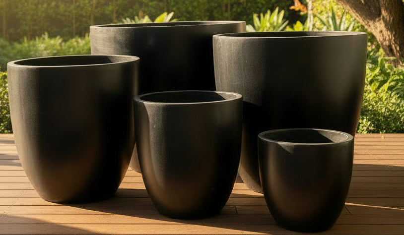 Fibrecrete Egg Pots (Black)