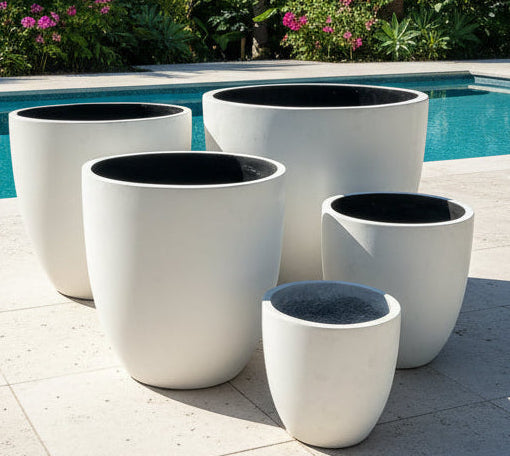 Fibrecrete Egg Pots (White)