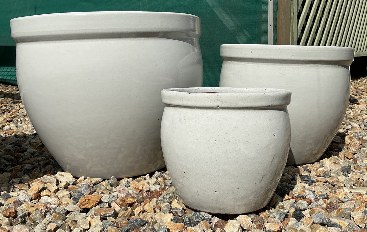 Classic Glazed Terracotta Pot ( Pearl White)