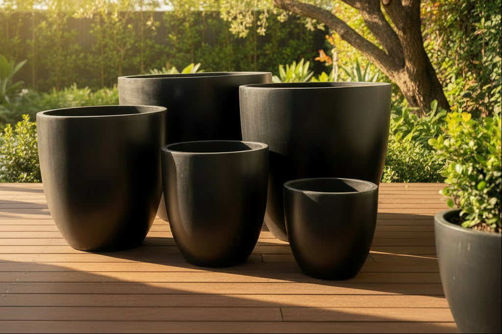 Fibrecrete Egg Pots (Black)