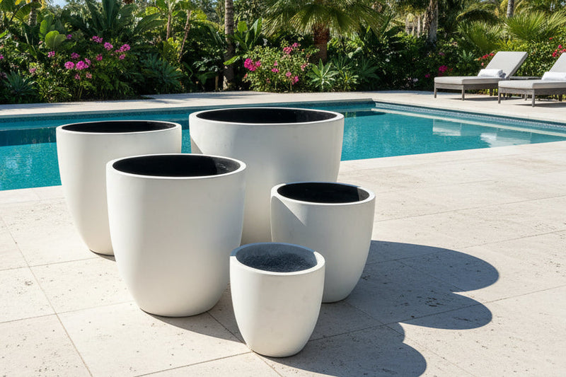 Fibrecrete Egg Pots (White)