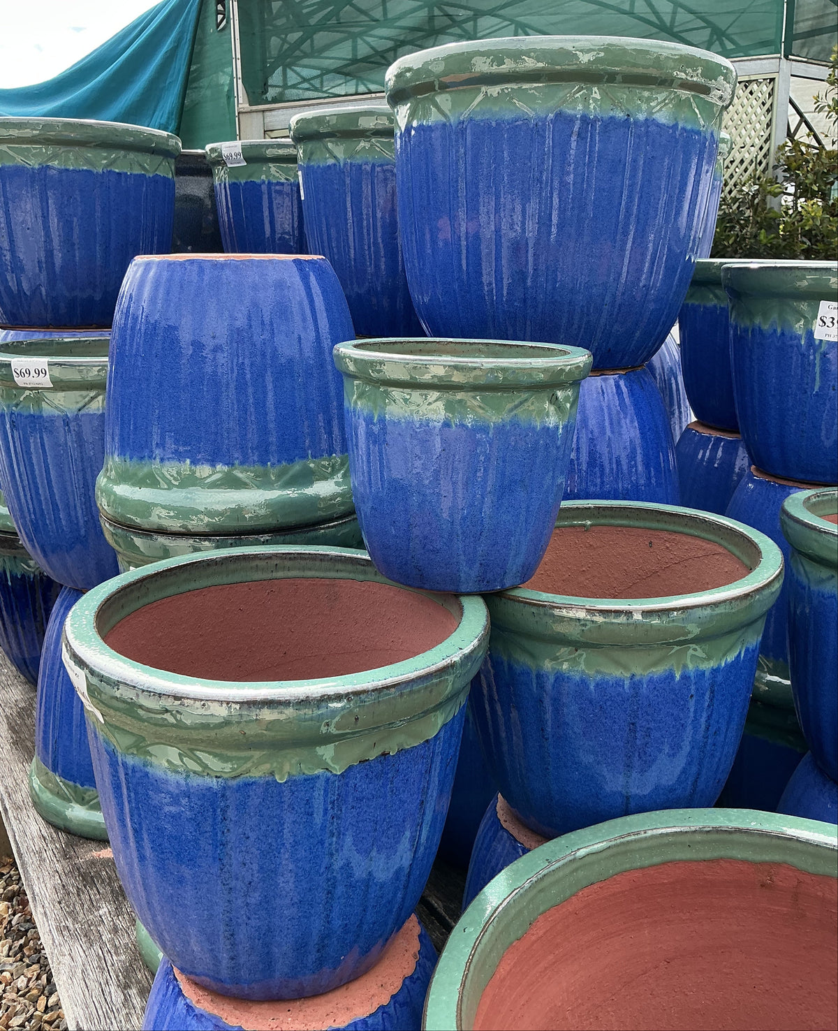 Mediterranean Blue Glazed Terracotta Pot
