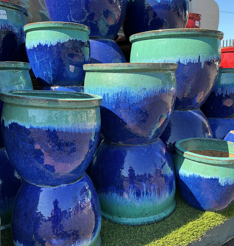 Aqua Falling Glaze Pot